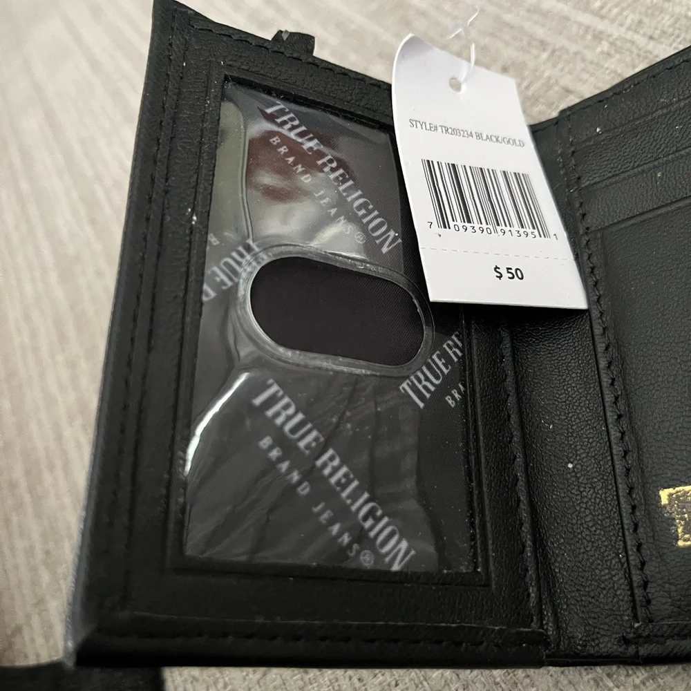 True Religion Sleek Black Money Clip with Gold Detail